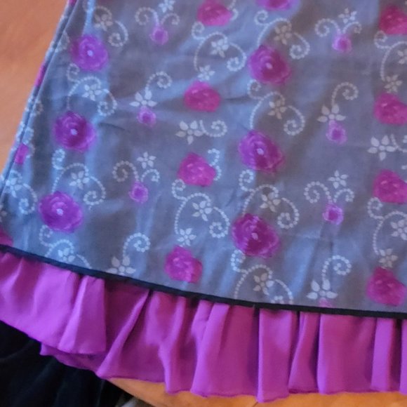 Gray skirt, purples roses pattern, size L - Picture 5 of 7